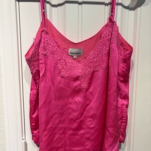 Heartloom Fuchsia Lace-Trim Satin Cami